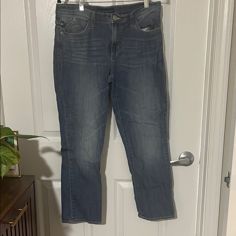Rock & Republic Straight Leg Kendall Jeans in Faded Blue Denim 12